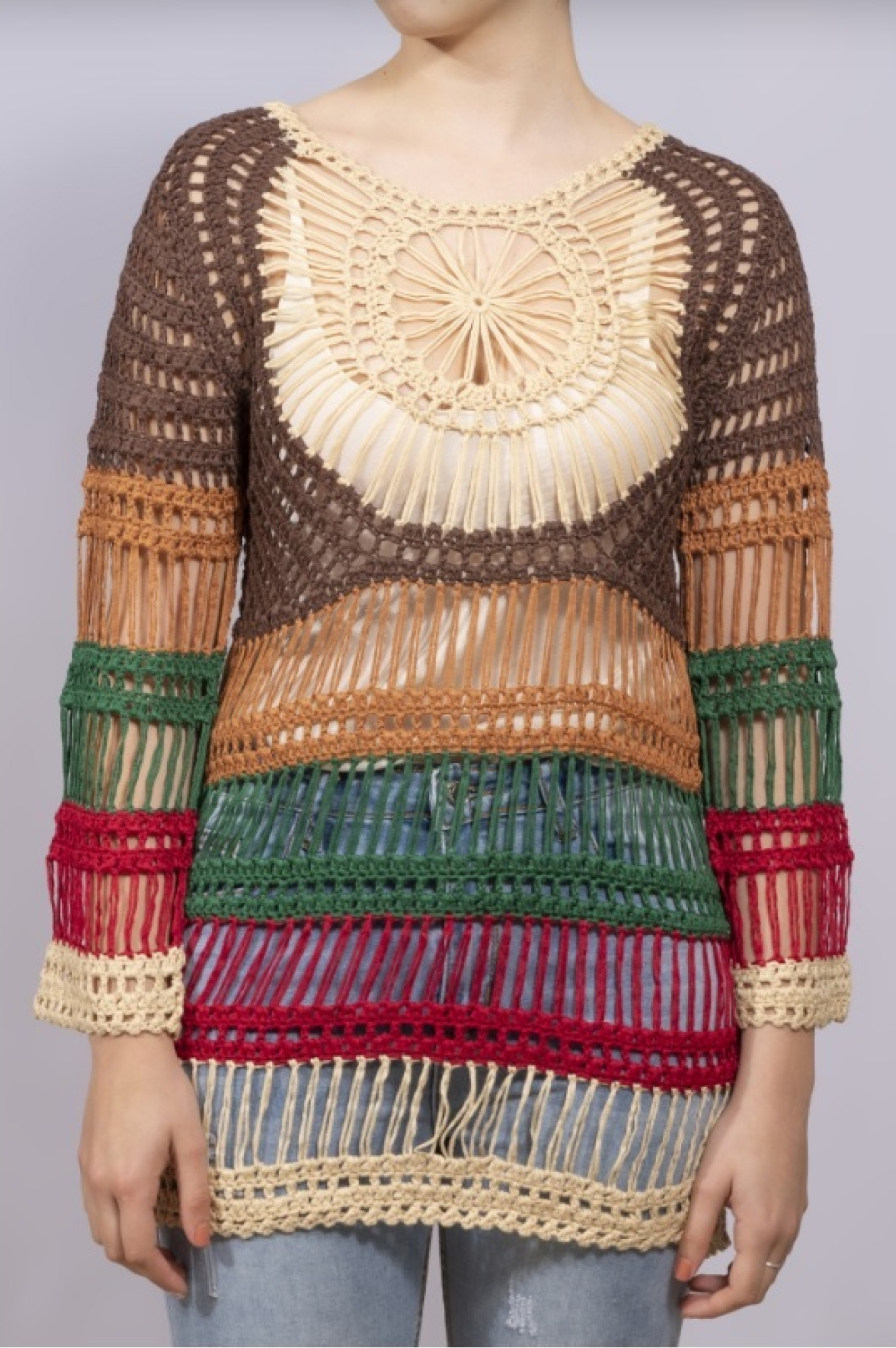 Sweater franjas crochet