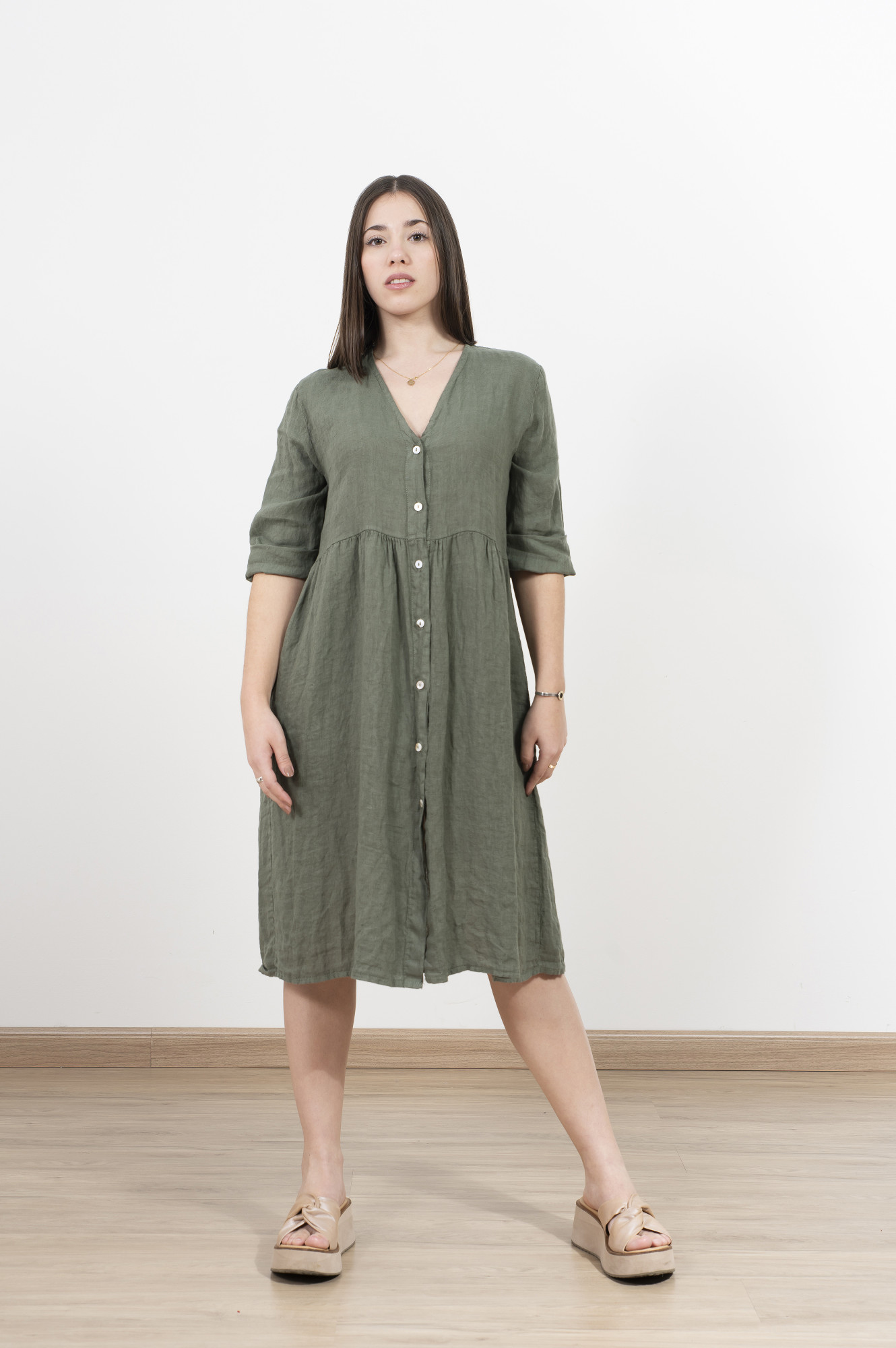 Vestido cardigan lino